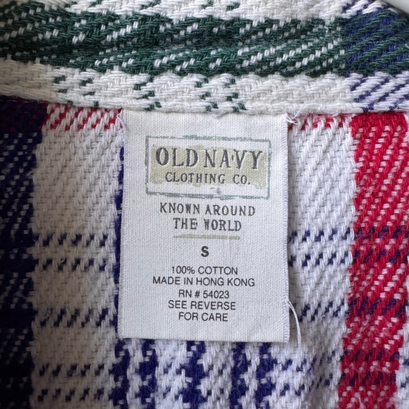 Vintage Old Navy Clothing Co. Plaid Knit Button-Up Flannel Red, Green,Blue,white - Picture 3 of 11
